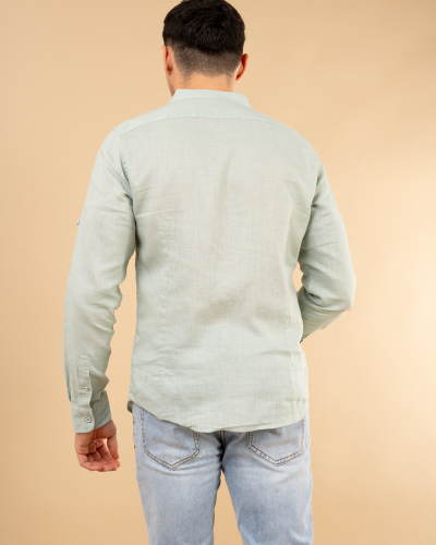 Chemise col mão lin