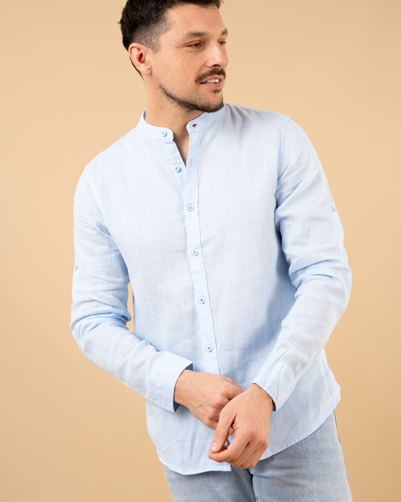 Chemise col mão lin