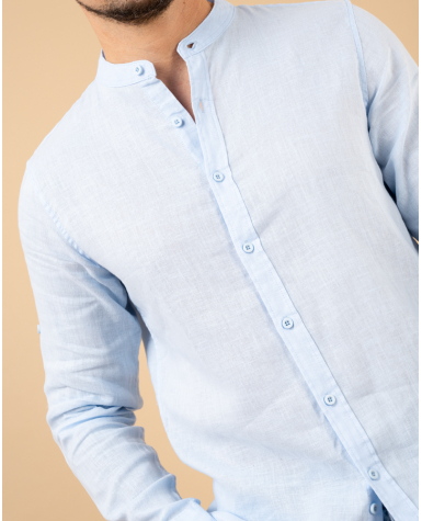 Chemise col mão lin