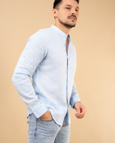 Chemise col mão lin