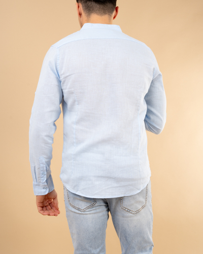 Chemise col mão lin