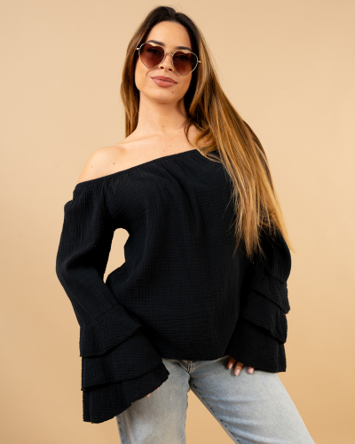 Blouse gaze volant