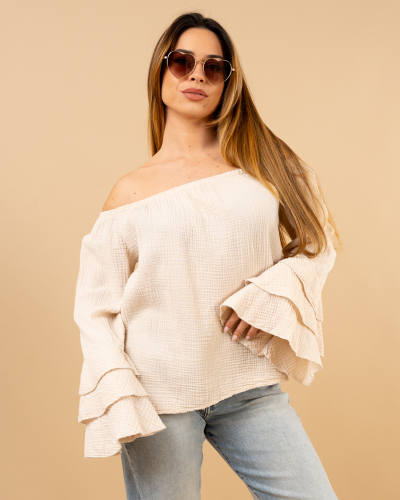 Blouse gaze volant