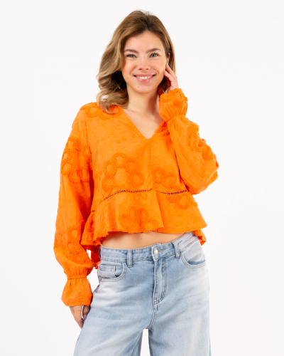Blouse fleurs brodées