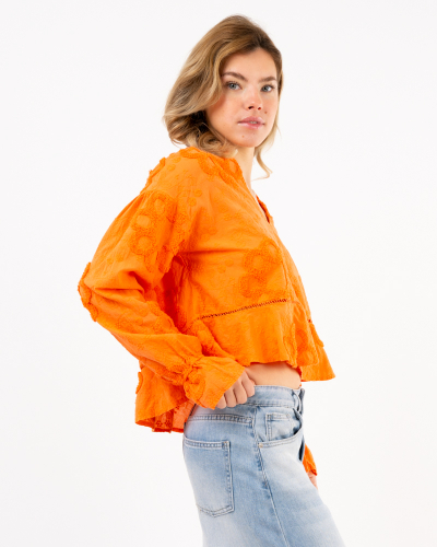 Blouse fleurs brodées