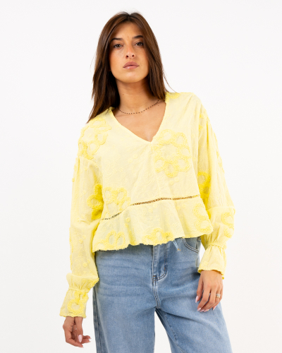 Blouse fleurs brodées