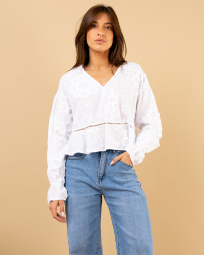 Blouse fleurs brodées
