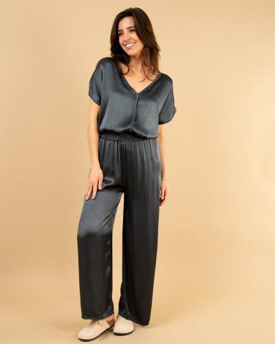 Pantalon large satin