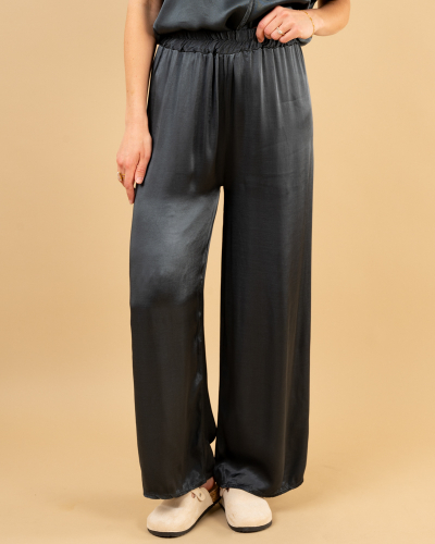 Pantalon large satin