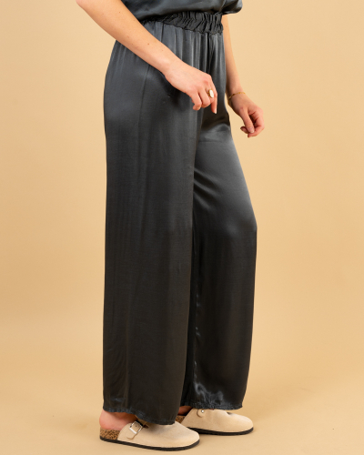 Pantalon large satin