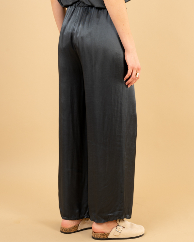 Pantalon large satin