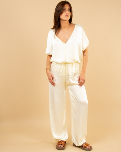 Pantalon large satin