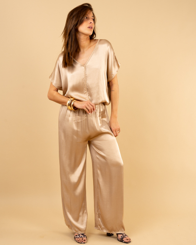 Pantalon large satin