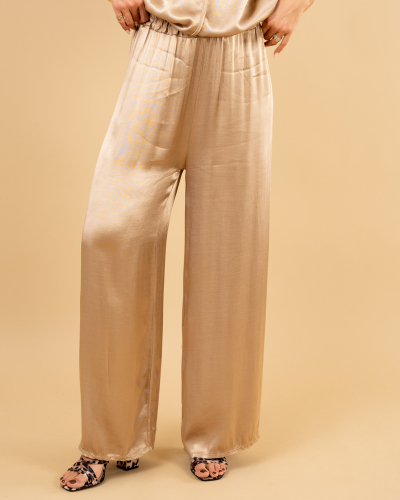 Pantalon large satin