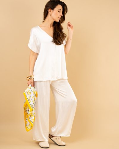 Pantalon large satin