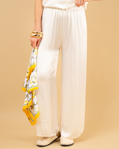 Pantalon large satin