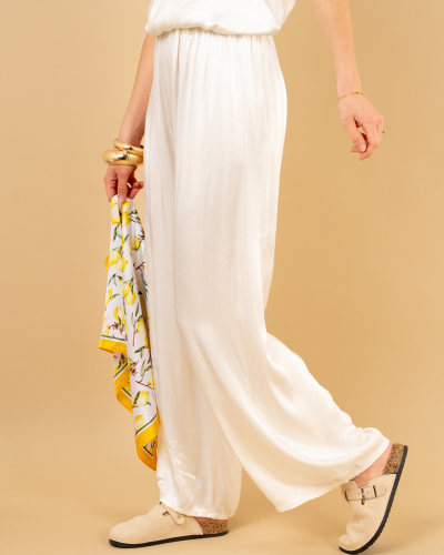Pantalon large satin