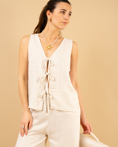 Gilet noeud liseré or