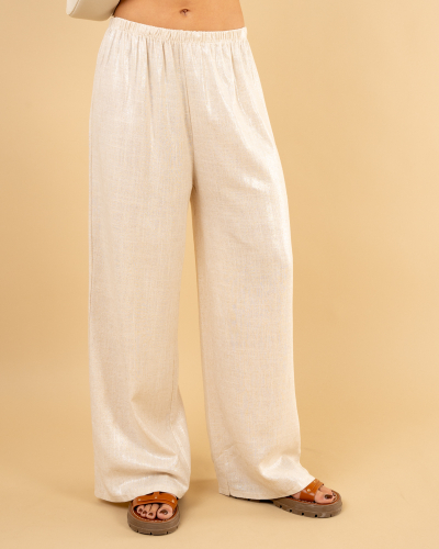 Pantalon lin argenté