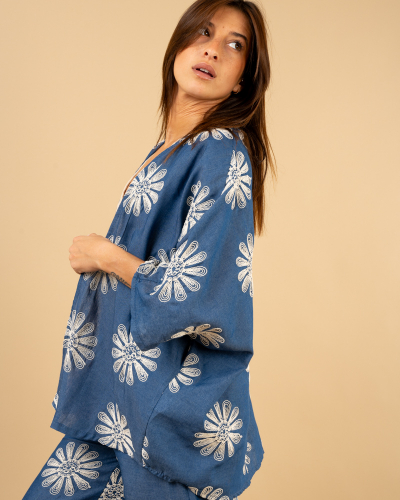 Kimono fleurs brodées