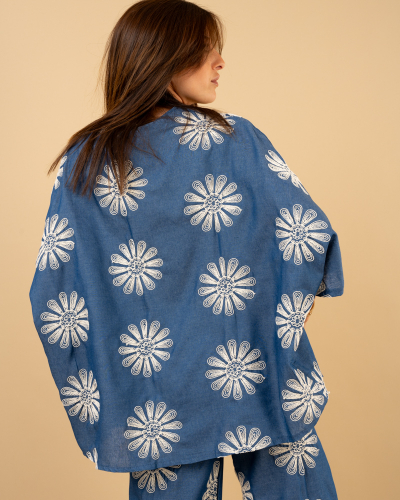 Kimono fleurs brodées