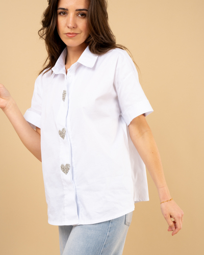 Chemise coeurs strass