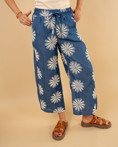 Pantalon jean brodé