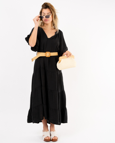 Robe longue ceinture