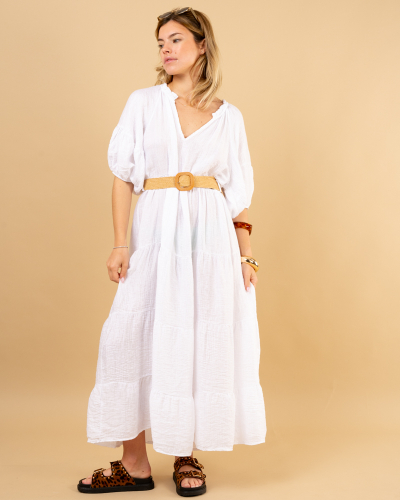 Robe longue ceinture