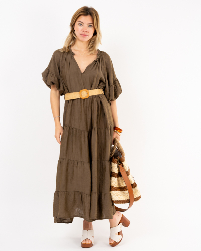 Robe longue ceinture