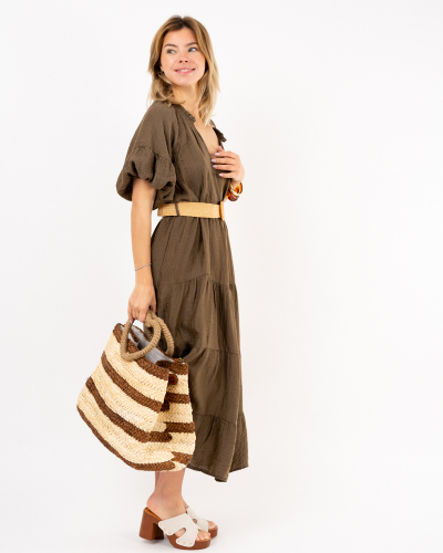 Robe longue ceinture