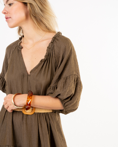 Robe longue ceinture
