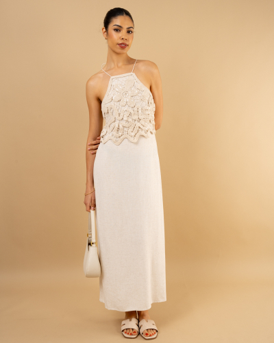 Robe en lin broderie sequins
