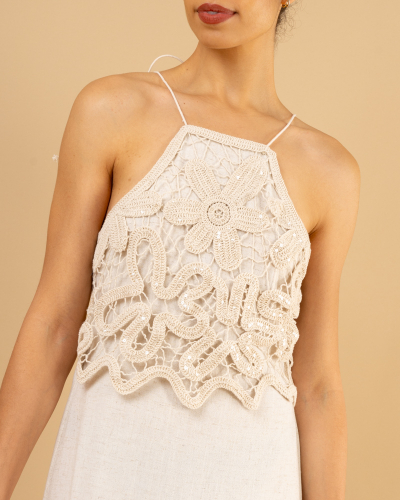 Robe en lin broderie sequins