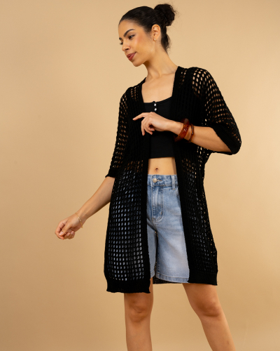 Gilet long ajouré