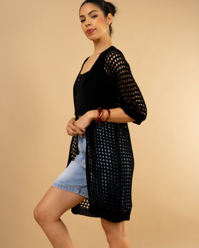Gilet long ajouré