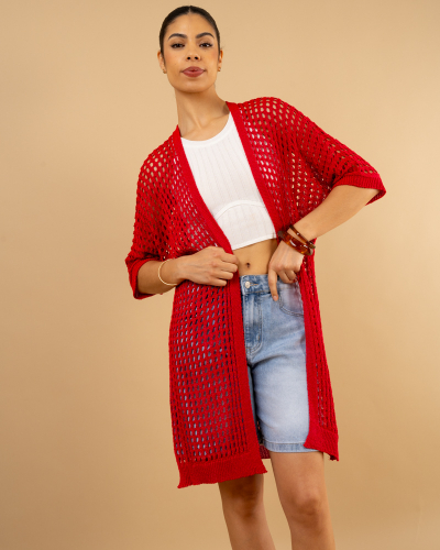 Gilet long ajouré