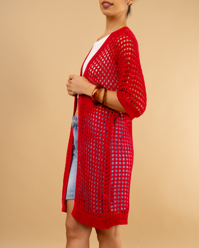 Gilet long ajouré