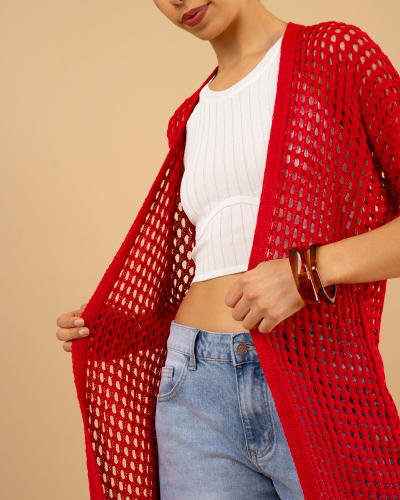 Gilet long ajouré