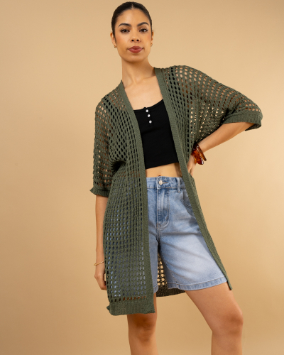 Gilet long ajouré