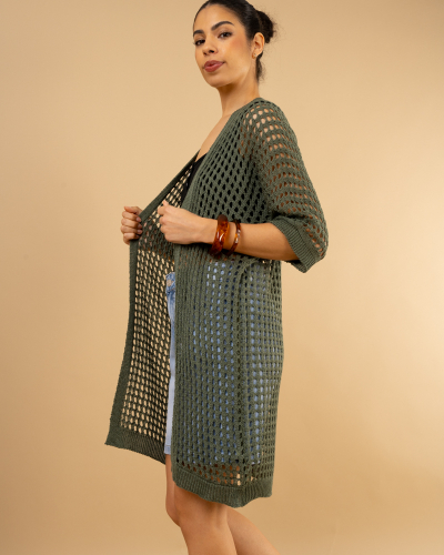 Gilet long ajouré