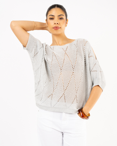 Top lurex manches courtes
