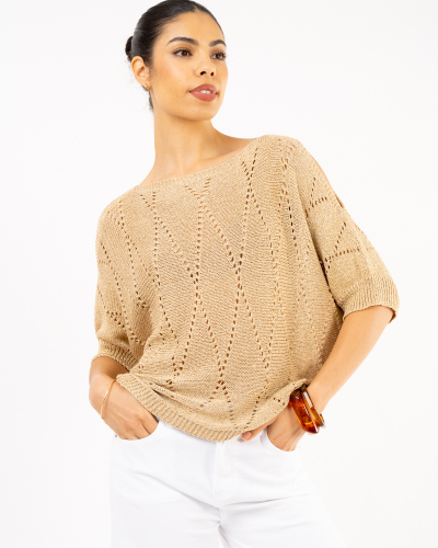 Top lurex manches courtes
