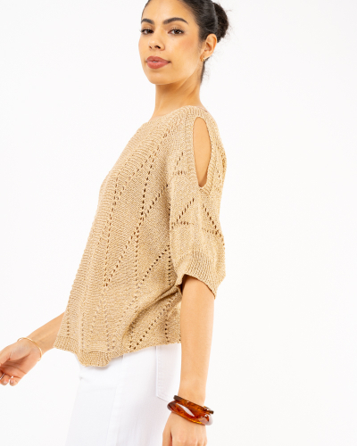 Top lurex manches courtes