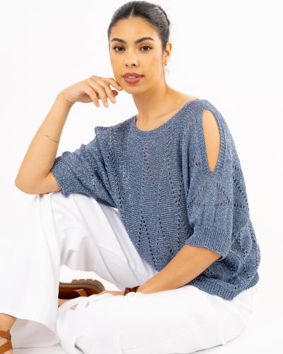 Top lurex manches courtes