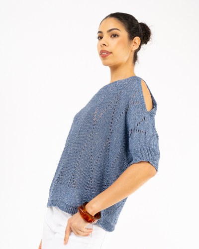 Top lurex manches courtes