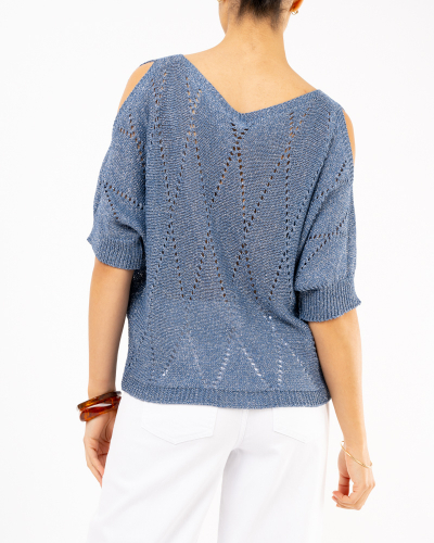 Top lurex manches courtes