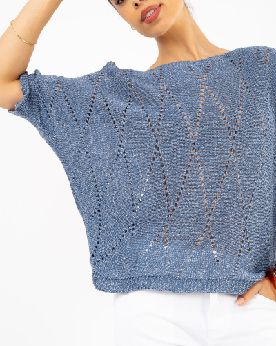 Top lurex manches courtes