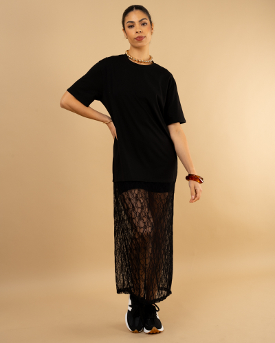 T-shirt robe dentelle