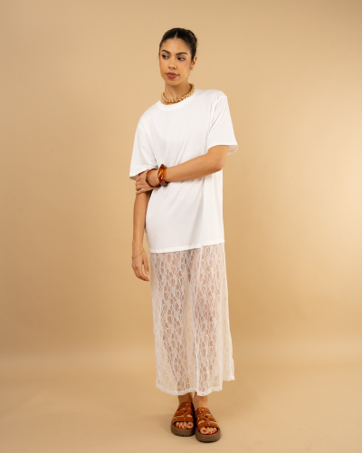 T-shirt robe dentelle